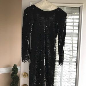 Black sequin cocktail dress